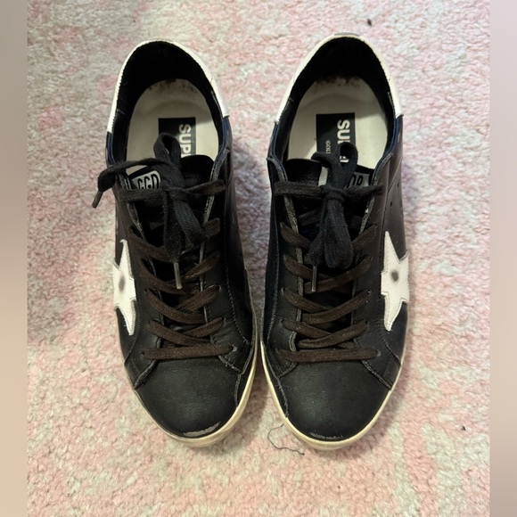 Golden Goose Black and White Star Sneakers - Picture 1 of 5